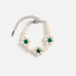 veert white gold trio flower pearl bracelet - KITH-SHOP