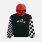 venice checker sleeve hoodie in black by erl - KITH-SHOP