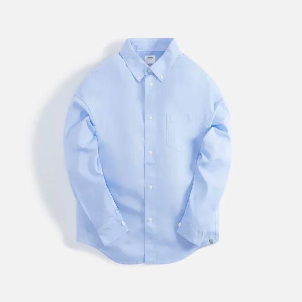 visvim albacore long sleeve button down shirt in blue - KITH-SHOP