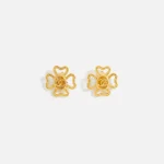 wgaca gold chanel cc clover earrings - KITH-SHOP