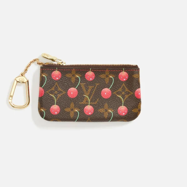 wgaca louis vuitton x takashi murakami brown cherry coin purse with chain - KITH-SHOP