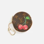 wgaca louis vuitton x takashi murakami brown cherry round coin purse - KITH-SHOP