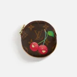 wgaca louis vuitton x takashi murakami round cherry coin purse brown - KITH-SHOP