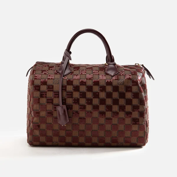 wgaca red louis vuitton damier paillettes speedy handbag - KITH-SHOP