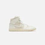 wmns jordan air jordan 1 mid light brown and sail muslin sneakers - KITH-SHOP