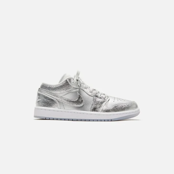 women s air jordan 1 low se metallic silver shoes - KITH-SHOP