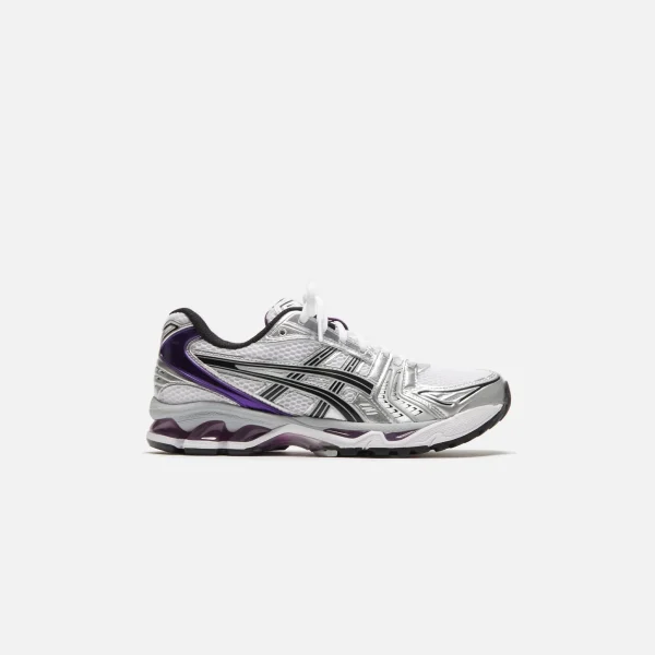 women s asics gel kayano 14 in white and dark grape - KITH-SHOP