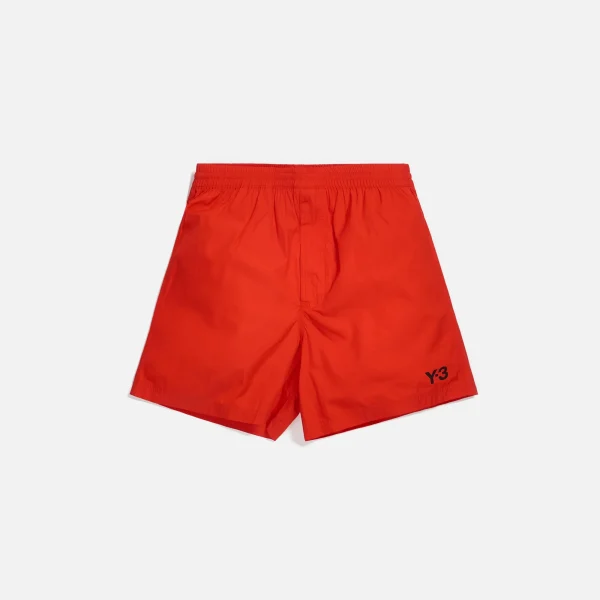 y3 logo red swim trunks - KITH-SHOP