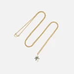 yellow gold yvonne leon mini palmier sautoir necklace with green accents - KITH-SHOP