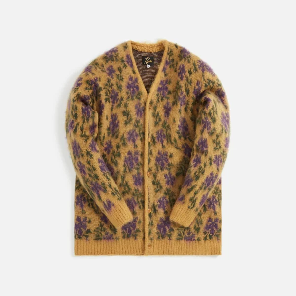 yellow mohair flower cardigan soft stylish - KITH-SHOP