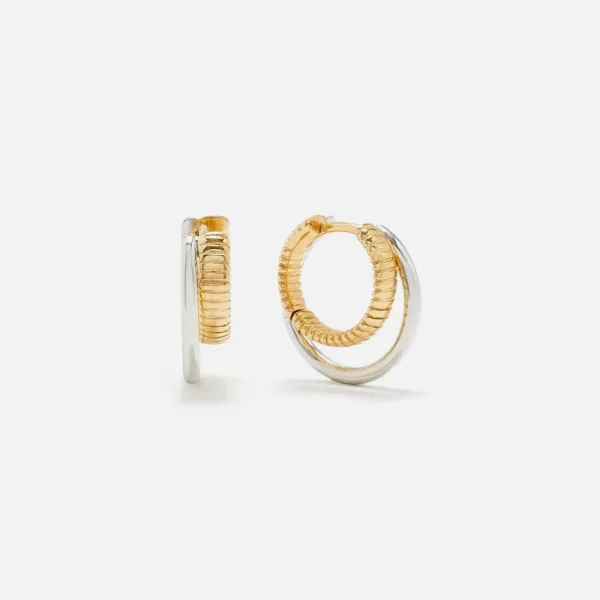 yvonne leon gold silver two tone mini hoop earrings - KITH-SHOP