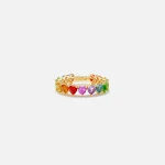 yvonne leon l amour mini alliance ring in yellow gold with multi gemstones - KITH-SHOP