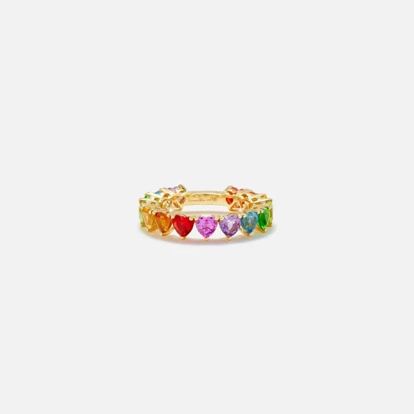 yvonne leon l amour mini alliance ring in yellow gold with multi gemstones - KITH-SHOP