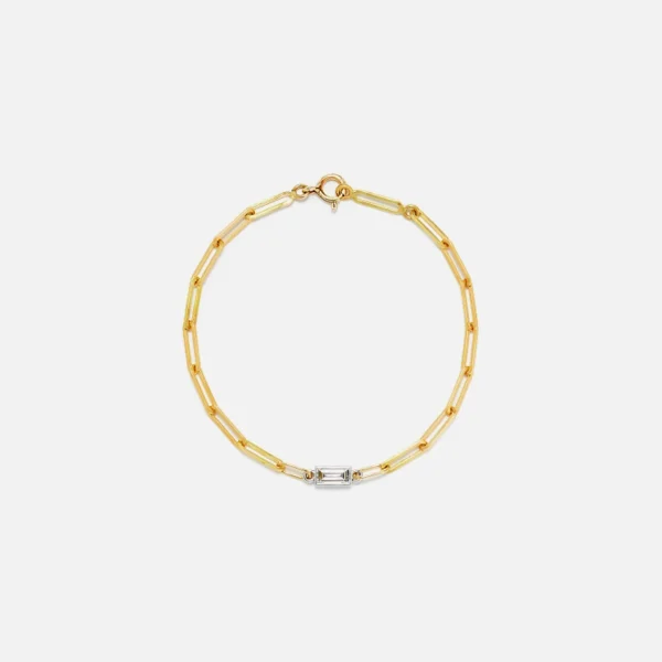 yvonne leon large link yellow gold bracelet with baguette diamond clasp - KITH-SHOP