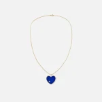 yvonne leon maxi heart pendant malachite lapis bicolor yellow gold green blue - KITH-SHOP