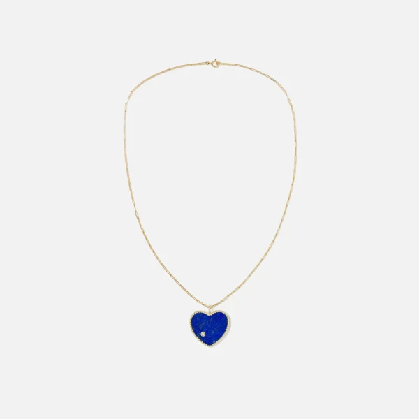 yvonne leon maxi heart pendant malachite lapis bicolor yellow gold green blue - KITH-SHOP