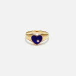 yvonne leon mini chevaliere heart pendant yellow gold with blue stone - KITH-SHOP