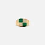 yvonne leon mini damier signet ring in malachite - KITH-SHOP