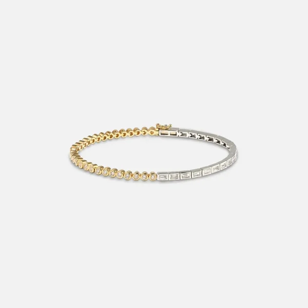 yvonne leon yellow gold and white baguette riviere bracelet - KITH-SHOP