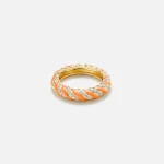 yvonne leon yellow gold diamond torsade twist ring with orange accent - KITH-SHOP